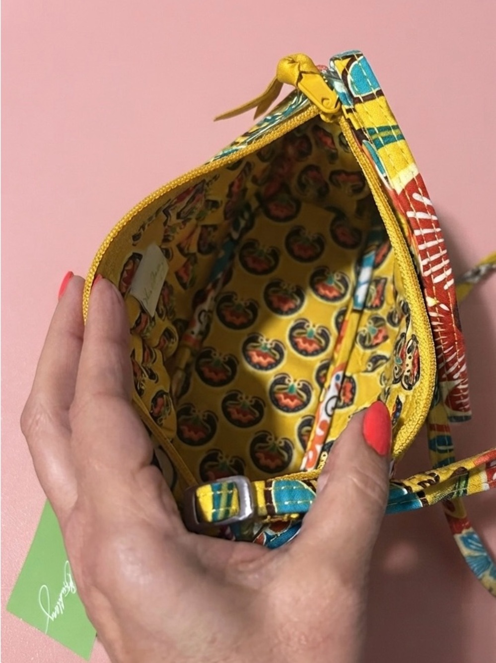 Vera Bradley Yellow Quilted Mini Shoulder Bag with Multicolor Floral Print - Picture 5 of 6